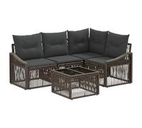 vidaXL Set Divano da Giardino 5 pcs Grigio polyrattan, Balconi moderni, resistenti alle intemperie, con piedini regolabili, mobili da giardino, divano modulare in rattan