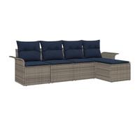 vidaXL Set Divano da Giardino 5 pcs Grigio polyrattan, Divano moderno per esterni, set da giardino e terrazzo, lounge rettangolare, rattan, arredo resistente ai raggi UV
