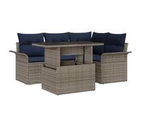 vidaXL Set Divano da Giardino 5 pcs Grigio Rattan in Polipropilene, Mobili da giardino e terrazzo, divano modulare moderno, area lounge all'aperto, posti a sedere