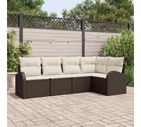 vidaXL Set Divano da Giardino 5 pcs Marrone e bianco Poly Rattan
