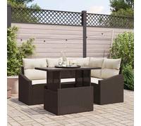 vidaXL Set Divano da Giardino 5 pcs Marrone e crema 100 x 55 x 73 cm