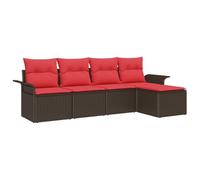 vidaXL Set Divano da Giardino 5 pcs Marrone polyrattan, Divano modulare per giardino e terrazzo, arredo esterno resistente, area relax in rattan con storage