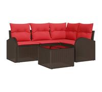 vidaXL Set Divano da Giardino 5 pcs Marrone polyrattan, Set di divani da giardino, design moderno, rettangolare, resistente ai raggi UV, elementi modulari, leggeri, rattan