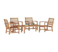 Set di mobili da giardino in legno teak con 4 sedie e 1 tavolo. Legno teak massello marrone, stile tradizionale, resistente e design robusto. Perfetto per il balcone, ha una finitura liscia e tanti p