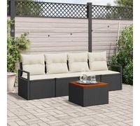 vidaXL Set Divano da Giardino 5 pcs Nero e Crema polyrattan