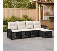 vidaXL Set Divano da Giardino 5 pz Nero polyrattan
