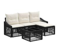 vidaXL Set Divano da Giardino 5 pcs Nero polyrattan, Set di divani outdoor moderni, resistenti alle intemperie, design modulare con piedi regolabili per giardino e patio