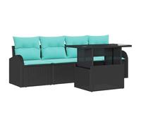vidaXL Set Divano da Giardino 5 pcs Nero Rattan in Polipropilene, Divano da giardino e terrazzo, set modulare per esterni, arredamento moderno per patio e balcone, relax estivo