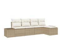 vidaXL Set Divano da Giardino 5 Pezzi con Cuscini Beige in Rattan Sintetico. Comodo per Adulti, Perfetto per patii e balconi. Design Moderno e modulare, Ideale per sistemazioni su terrazze. Resisten