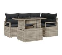 vidaXL Set Divano da Giardino 5 Pezzi con Cuscini Grigio Chiaro Polyrattan Arredamento Esterno Modulare Sezione Patio Comfortevole Grande
