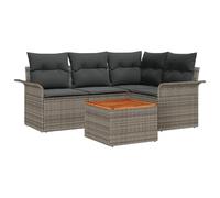 vidaXL Set Divano da Giardino 5 Pezzi con Cuscini Grigio Poly Rattan Acacia