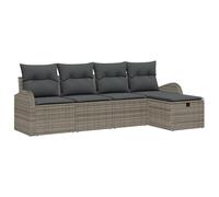 vidaXL Set Divano da Giardino 5 Pezzi con Cuscini Grigio polyrattan Piedi Regolabili Comfort per 4 Persone Ideale per Relax all'aperto Design Moderno per balconi e patii mobili modulari