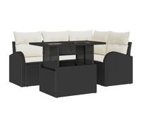 vidaXL Set di Divani da Giardino da 5 Pezzi con Cuscini in Polyrattan Nero e Panna Sezionali per 4 Persone Perfetto per Uso Balcone