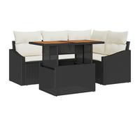 vidaXL Set Divano da Giardino 5 Pezzi Con Cuscini Nero Polyrattan | Arredamento da Esterno Confortevole Mobili da Patio Resistenti alle Intemperie Per Spazi Sezionali Tavolo Angolare Estivo Set Lounge