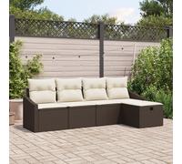 vidaXL Set Divano da Giardino 5 Pezzi con Cuscini Marroni in Rattan