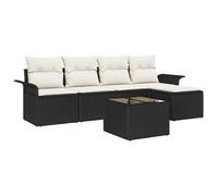 vidaXL Set di divani da giardino 5 pezzi con cuscini in rattan Poly Brown, divano da giardino a 2 posti con ripostiglio e cuscini in rattan poli nero