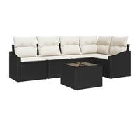 vidaXL Set di 5 divani da giardino con cuscino, color crema e nero, in polyrattan, per esterni, modulare, per terrazze, relax