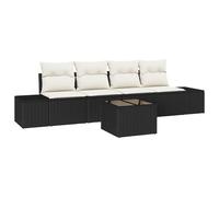 vidaXL Set Divano da Giardino 5 Pezzi con Cuscini, Rattan Polyrattan Nero, Mobili da Esterno, Design Modular Moderno per Patio e Balcone, Senza Preoccupazioni per la Pioggia, Divano Elegante per TER