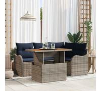 Set Divano da Giardino 5 pz 4-Numero di posti Grigio e Blu Navy