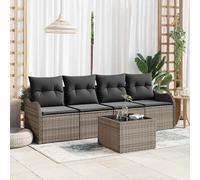 vidaXL Set Divano da Giardino 5 pz 4-Numero di posti Grigio polyrattan