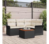 vidaXL Set Divano da Giardino 5 pz 4-Numero di posti Nero e Crema