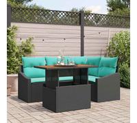 vidaXL Set Divano da Giardino 5 pz 4-Numero di posti Nero e Teal