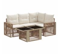 vidaXL Set Divano da Giardino 5 pz Beige e Bianco Crema polyrattan