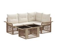 vidaXL Set Divano da Giardino 5 pz Beige e Bianco Crema polyrattan