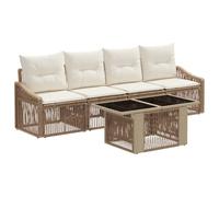 vidaXL Set Divano da Giardino 5 pz Beige e Bianco Crema polyrattan