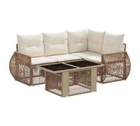 vidaXL Set Divano da Giardino 5 pz Beige e Bianco Crema polyrattan