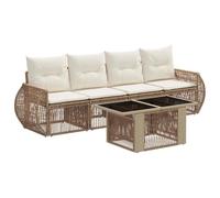 vidaXL Set Divano da Giardino 5 pz Beige e Bianco Crema polyrattan