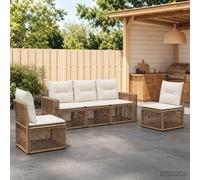 vidaXL Set Divano da Giardino 5 pz Beige e Bianco Crema polyrattan