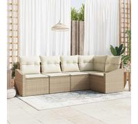 vidaXL Set Divano da Giardino 5 pz Beige e Bianco polyrattan
