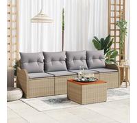 Set Divano da Giardino 5 pz Beige e Grigio Chiaro polyrattan