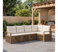 vidaXL Set di divani da giardino 5 pezzi in rattan artificiale beige, bello, moderno, resistente alle intemperie, set di divani modulari da esterni, ideale per rilassarsi e patio lounge