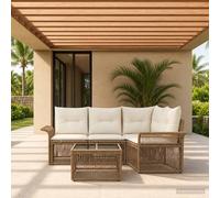 vidaXL Set di divani da giardino, 5 pezzi, beige, rattan sintetico, divano da giardino moderno, relax all'aperto, design modulare resistente alle intemperie, mobili comodi per il vostro patio