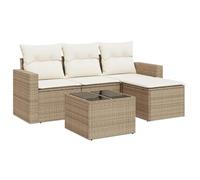 vidaXL Set Divano da Giardino 5 pz con Cuscini Beige in Polyrattan
