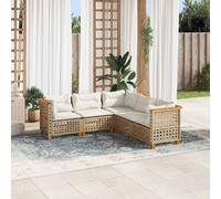 vidaXL Set Divano da Giardino 5 pz con Cuscini Beige in Polyrattan