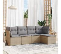 vidaXL Set Divano da Giardino 5 pz con Cuscini Beige in Polyrattan
