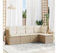 vidaXL Set Divano da Giardino 5 pz con Cuscini Beige in Polyrattan