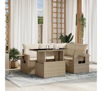 vidaXL Set Divano da Giardino 5 pz con Cuscini Beige in Polyrattan