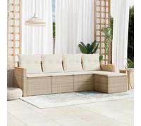 vidaXL Set Divano da Giardino 5 pz con Cuscini Beige in Polyrattan