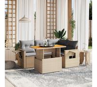 vidaXL Set Divano da Giardino 5 pz con Cuscini Beige in Polyrattan