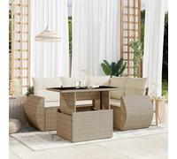 vidaXL Set Divano da Giardino 5 pz con Cuscini Beige in Polyrattan
