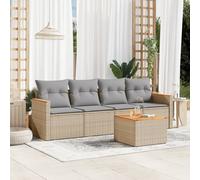 vidaXL Set Divano da Giardino 5 pz con Cuscini Beige Misto Polyrattan