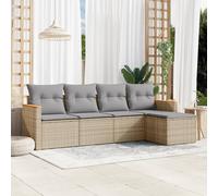 vidaXL Set Divano da Giardino 5 pz con Cuscini Beige Misto Polyrattan