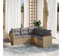 vidaXL Set Divano da Giardino 5 pz con Cuscini Beige Misto Polyrattan