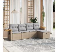 vidaXL Set Divano da Giardino 5 pz con Cuscini Beige Misto Polyrattan