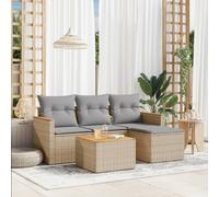 vidaXL Set Divano da Giardino 5 pz con Cuscini Beige Misto Polyrattan