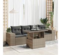 Set Divano da Giardino 5 pz con Cuscini Grigio in Polyrattan